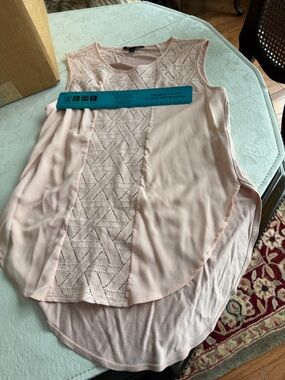 Sleeveless Eyelet-Panel Blouse in Light Pink